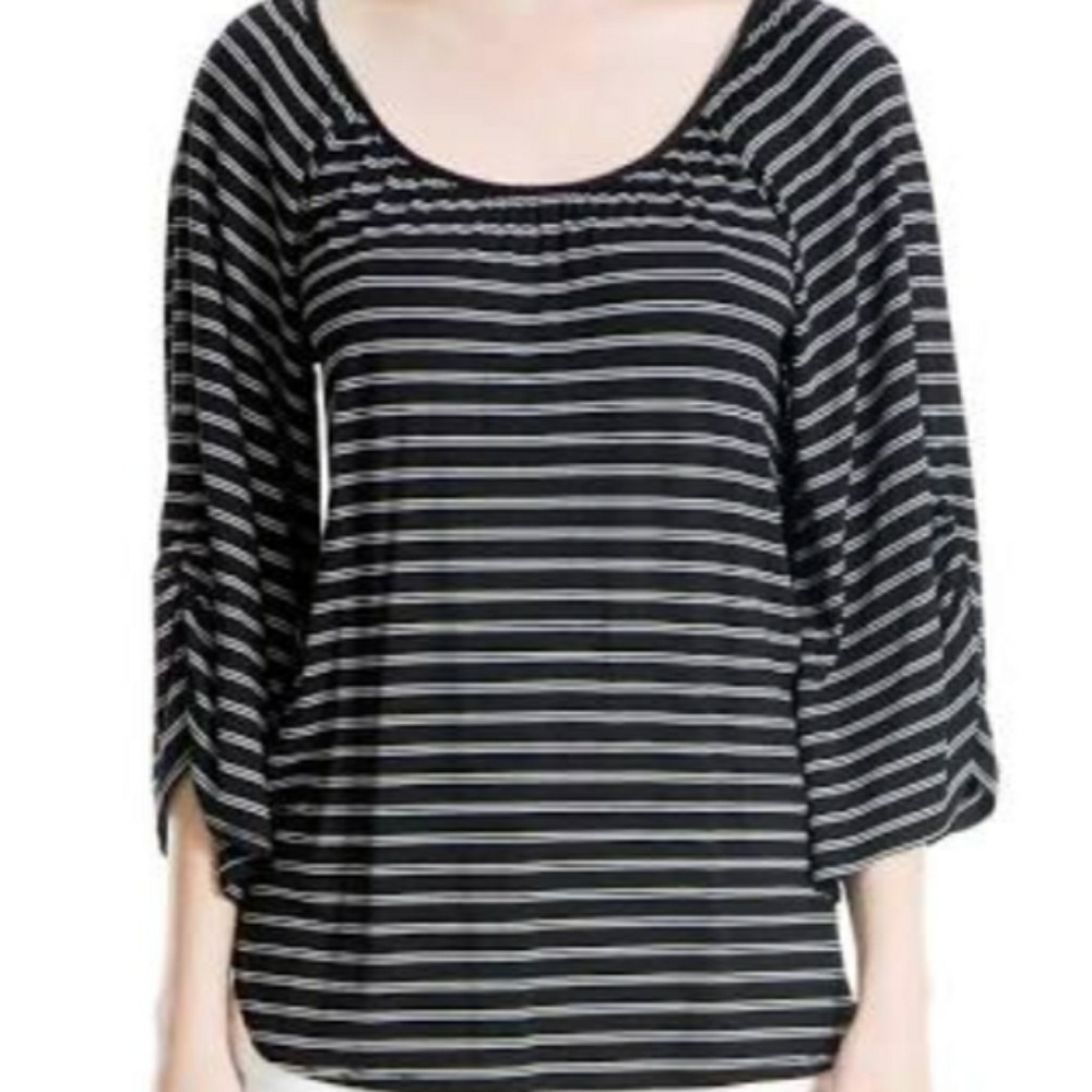Max Studio Women's Black & White Stripe Top